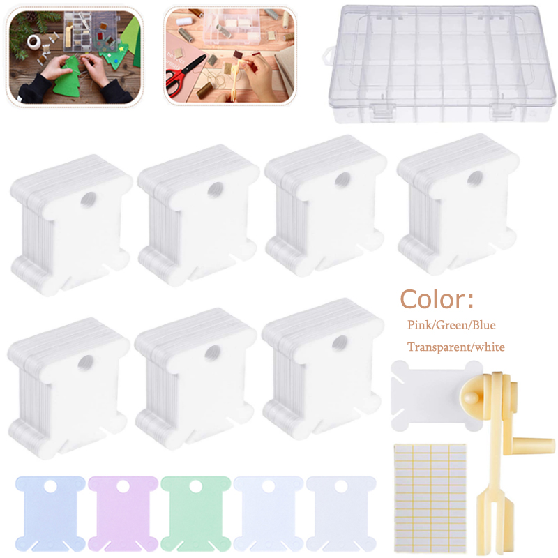 Bobbin Organizer Box - 1/50/100/500pc Plastic Cross Stitch Bobbins Plastic